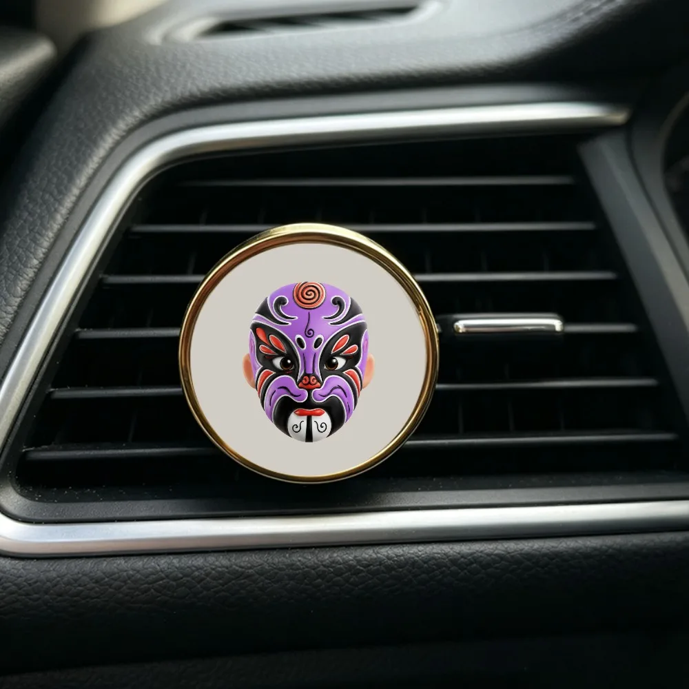 Chinese Style Car Air Freshener Cartoon Opera Face Mask Pattern Vent Clip Unique Auto Fragrance Cultural Festival Gift
