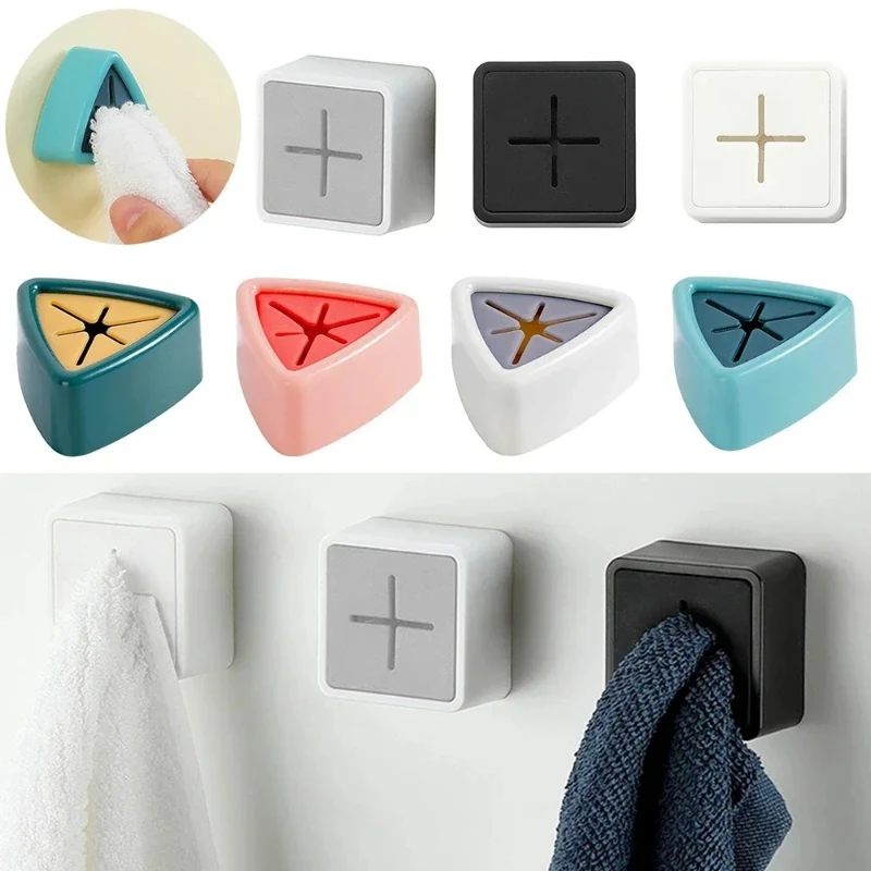 

Towel Plug Holder Self Adhesive Wall Mounted Bathroom Hook Storage Rack Waterproof Kitchen Rag Dishcloth Clip Organizer Hooks