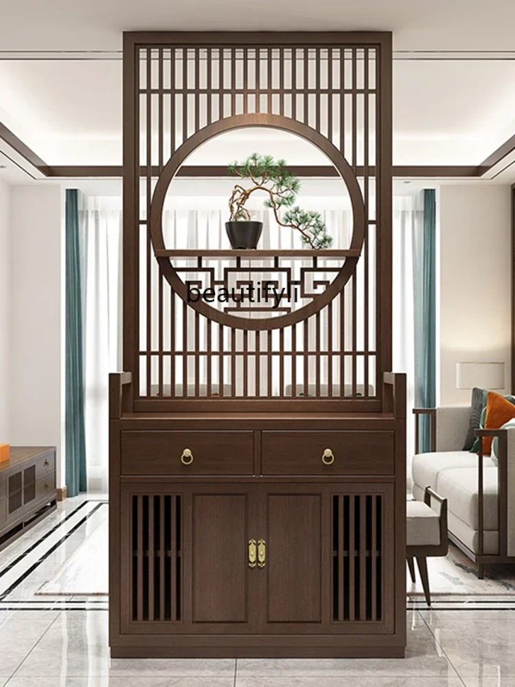 

New Chinese-style solid wood screen cabinet entrance entrance cabinet, integrated living room and hall cabinet