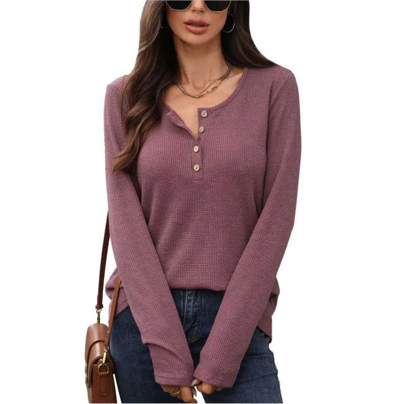 

Loose Women's Tops Autumn And Winter Casual Solid Color Long Sleeve button Ladies Clothes Soft Comfortable Daily Life Female Top