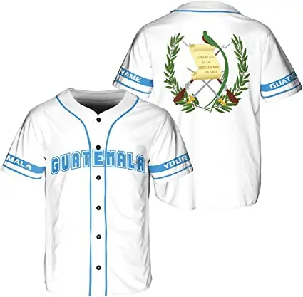 Guatemala  Baseball jersey 3D Print Mesh Custom Name Baseball Shirt Men's Street Oversize Apparel Short Sleeve Sportswear