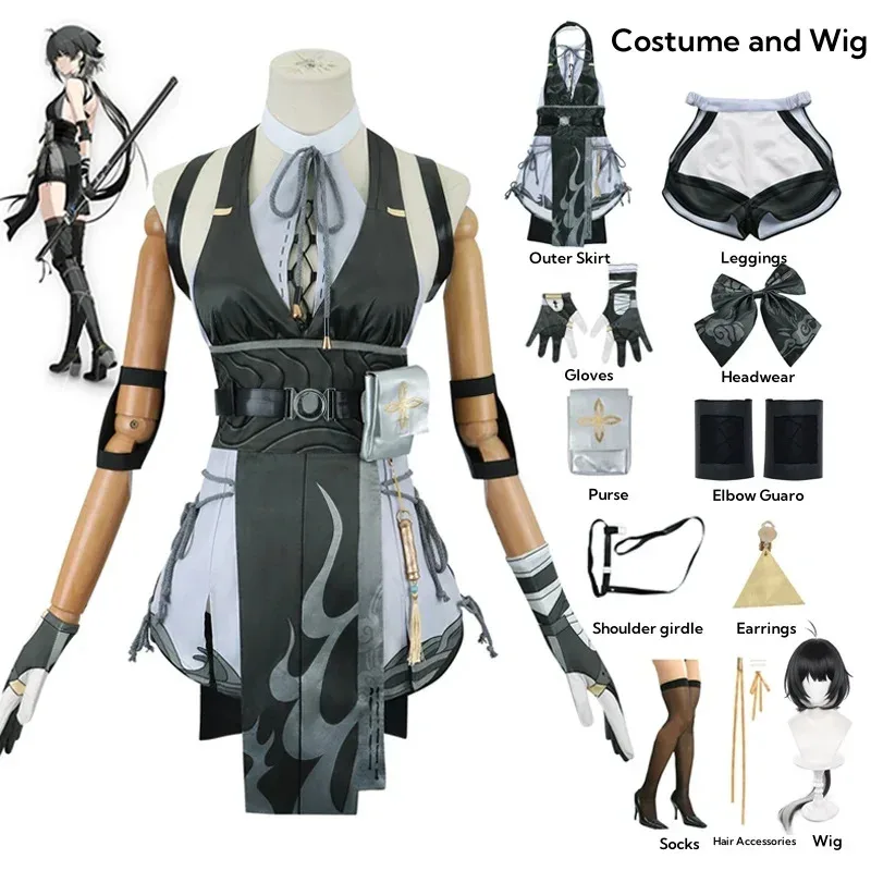 Wuthering Waves Rover Cosplay Costume Wig Female Uniform Earrings Bag Main Character Resonator Halloween Party for Women