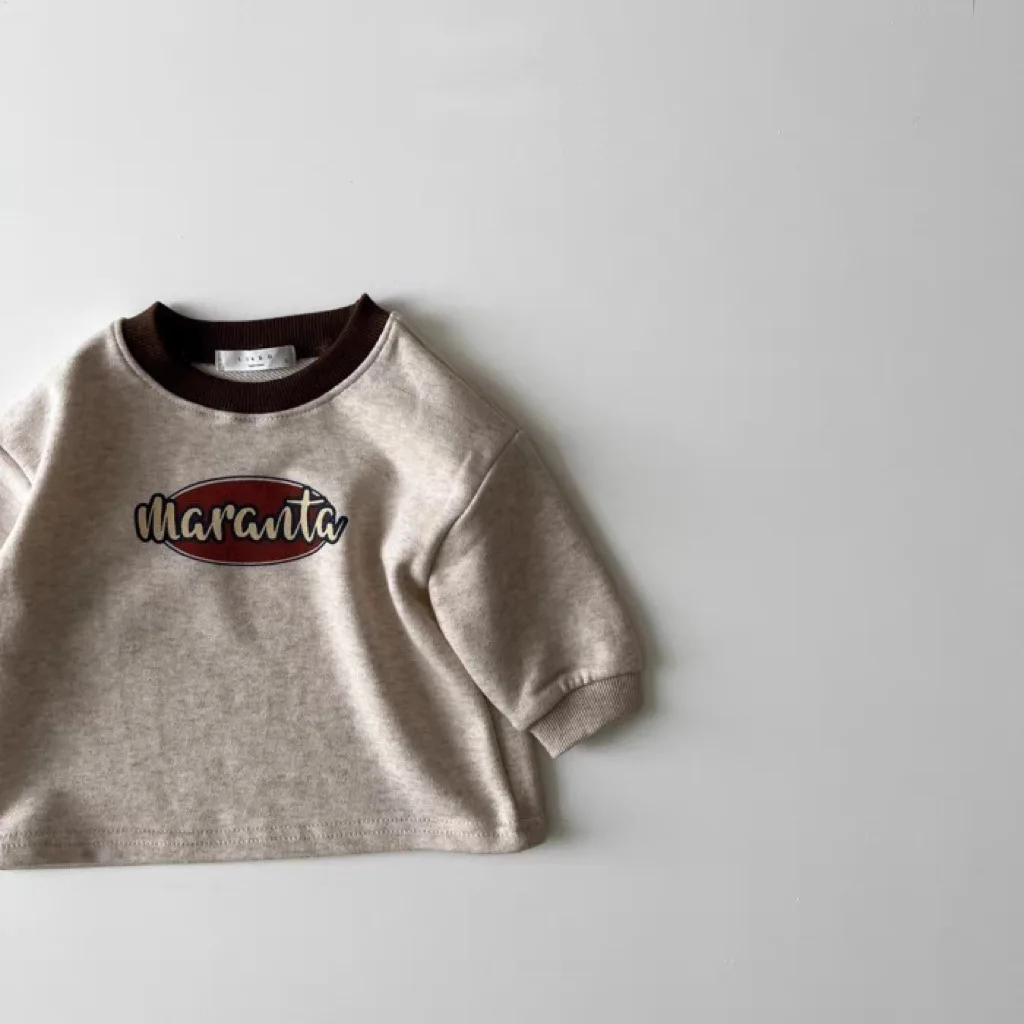 2024 Autumn New Baby Letter Print Sweatshirt Vintage Boys Girls Toddler Long Sleeve Casual Sweatshirt Kids Tee Infant Tops