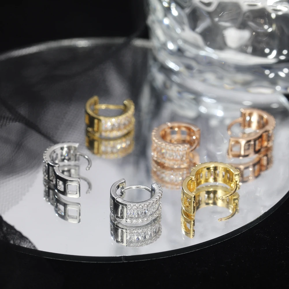 Juya Handgemachte Micro Pflastern Zirkon Gold/Silber Farbe Luxus Hoop Ohrringe Für Frauen Braut Abend Party Schmuck Großhandel – Detail 10