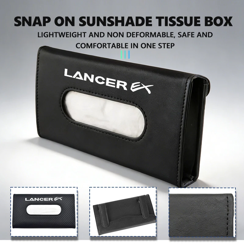 Boîte à mouchoirs pour pare-soleil de voiture Mitsubishi, sac de rangement suspendu pour serviettes, EX Outlander 3 Pajero 4 ASX Ralliart Lancer Evolution