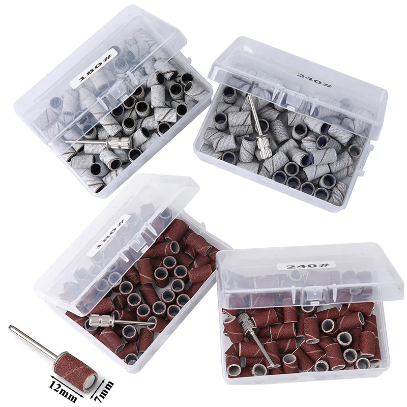 60 قطعة/صندوق مسمار الرملي العصابات مجموعة مع 1 قطعة مغزل ل آلة أظافر الكهربائية مسمار الحفر طحن بت الملفات باديكير أداة #1