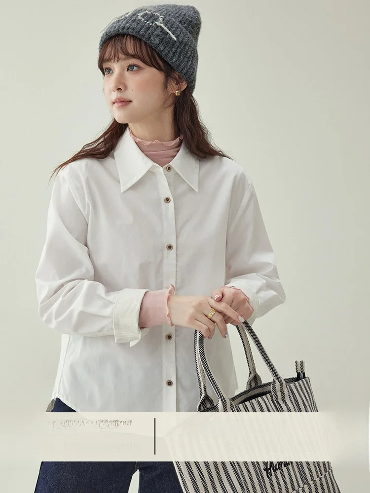 

AMUU Оригинальный женский лонгслив в стиле пэчворк с полосками, на одной пуговице, зимний, новый, приятный для кожи, дышащий, в корейском стиле