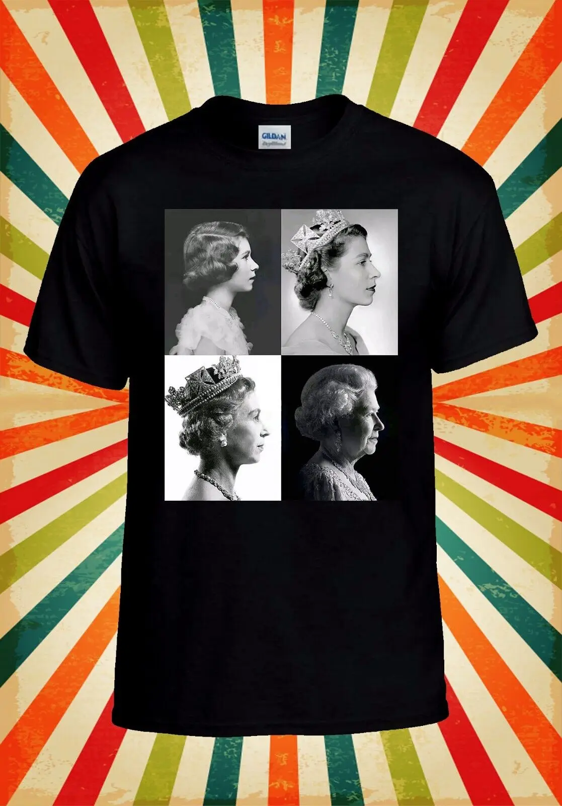 Queen Elizabeth II Collage RIP Baseball T Shirt Top 2825