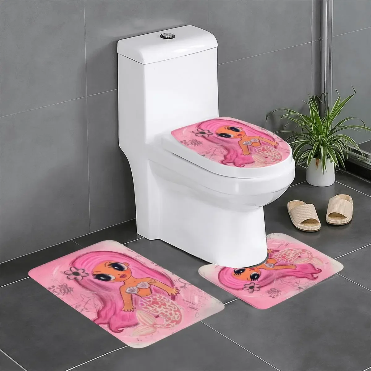 

Custom Reggae Ainger Karol G Bichota Season 3 Pieces Bathroom Rugs Non-Slip Absorbent Toilet Bath Mat Set