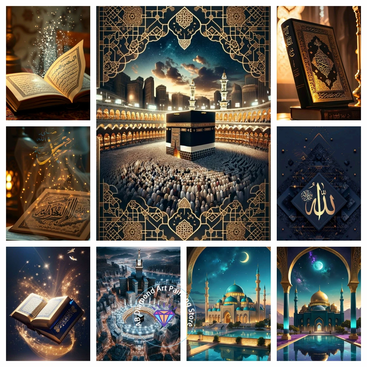 

Islamic star and crescent architecture Pattern AB Diamond Painting Kit DIY Cross Stitch Handmade Art Gift Crafts Home Decor Gift