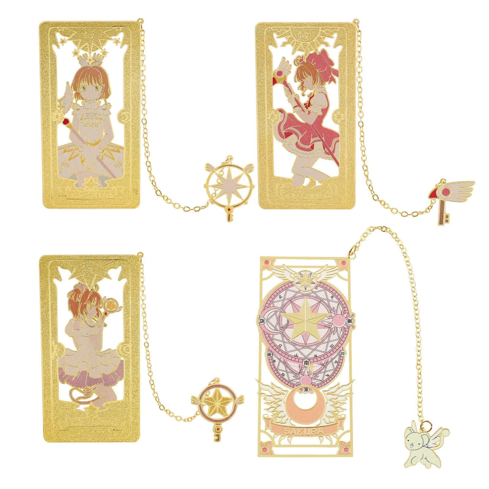 Anime Sakura Bookmark Card-Captor Classic Cartoon Fans Collection Exquisite Metal Bookmark Page Marker Tools for Sakura Fans