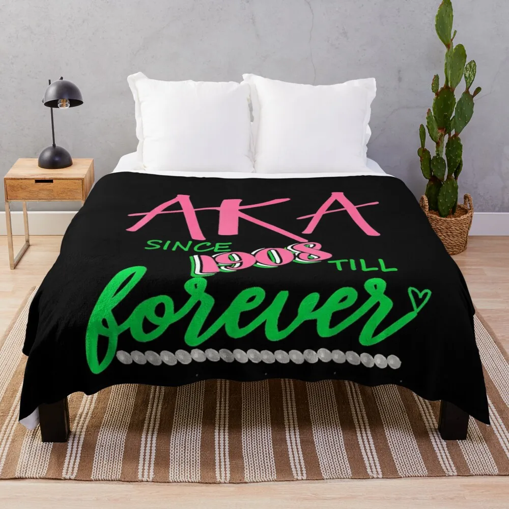 AKA Sorority Alpha-Kappa Pink And Green Twenty Pearls Women Throw Blanket Giant Sofa Blanket Camping Blanket