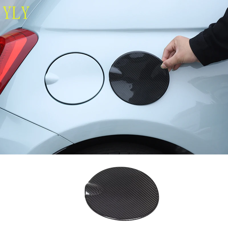 For Fiat 500 2016-2025 Real Carbon Fiber Car Fuel Tank Decorative Cover Sticker Car Exterior Protection Accessories 1Pcs