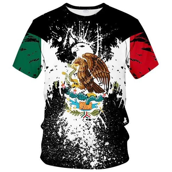 Mexico Flag Eagle 3D Printed Short Sleeve T-shirt