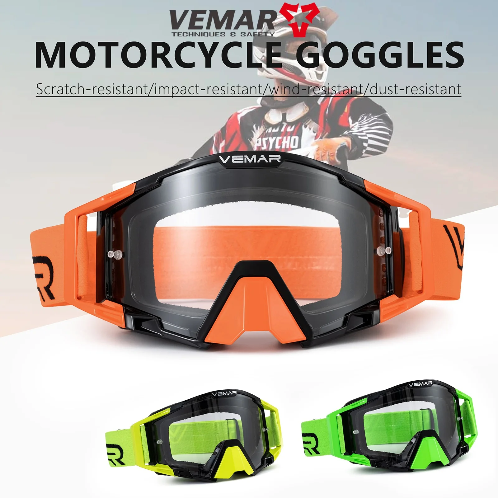 

Motorcycle Goggles Dirt Bike Windproof ATV Dustproof Racing Helmet Goggle Scratch Resistant Ski Riding Protective Safety Glasses