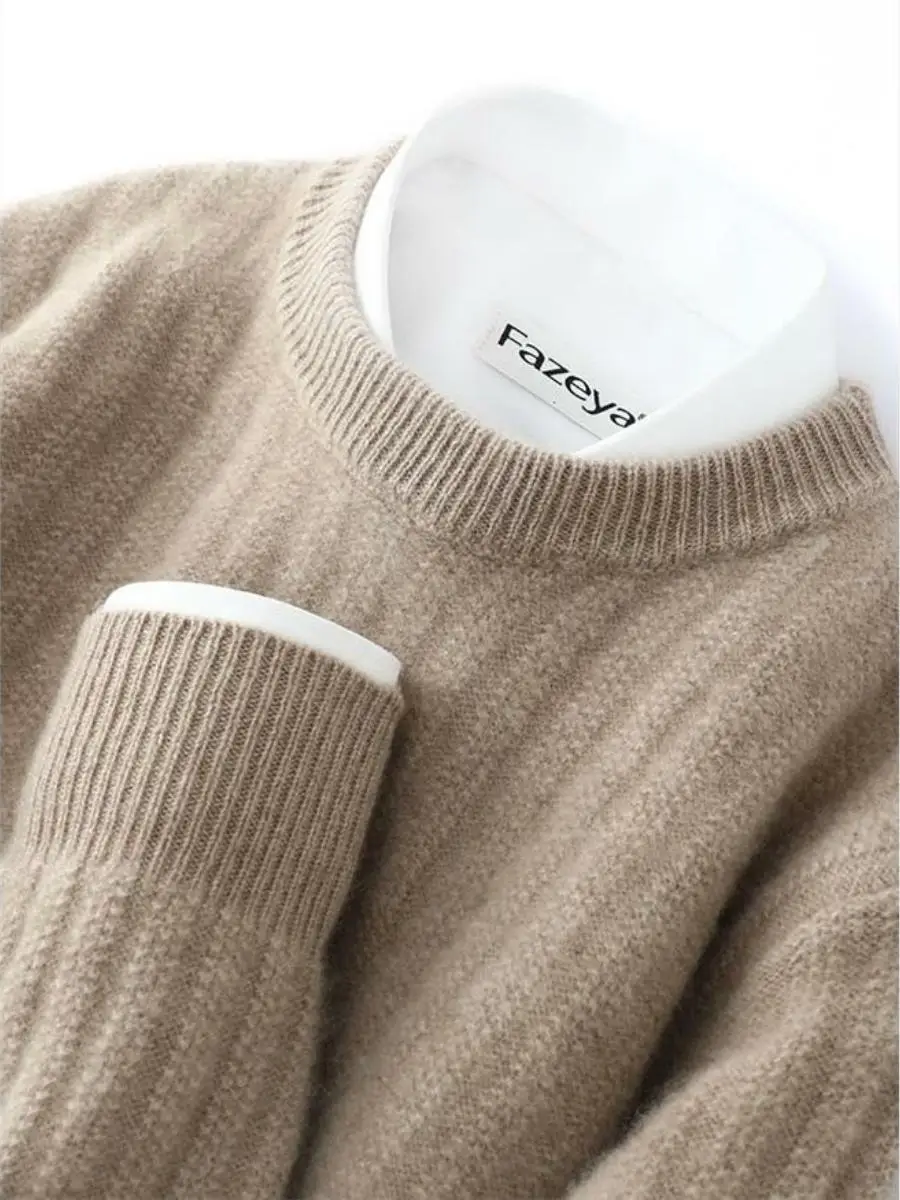 

Осень-зима, новинка Sle 00, мужской круглый пуловер из чистой шерсти Ne, вязаный свитер свободного покроя, трикотаж в полоску Base irt