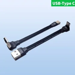 Ultra-thin FPV Elbow USB to Type-C Charging Data Cable Wire USB2.0 Up Down 90 Angle USB-C Soft Silicone Flexible Cable 5CM-100CM