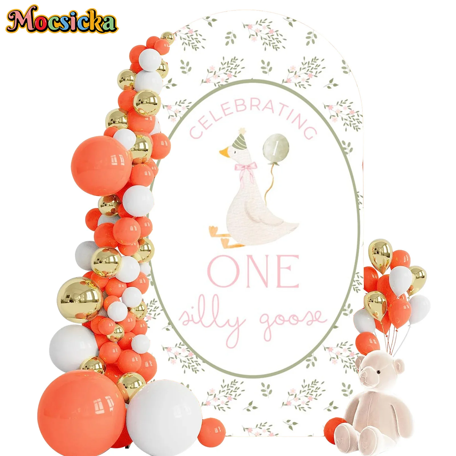Mocsicka 2-Sided Arch Cover Newborn 1st Birthday Decoration Backdrop Baby Shower Arch Wall Cake Smash Party Prom Photo Banner