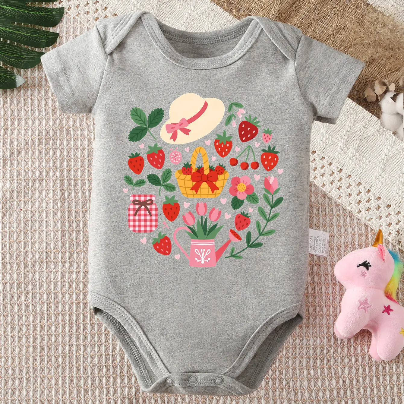 Pure Cotton Onesie Life Is Berry Sweet Print Bodysuit Comfortable Cloth for Baby Jumpsuit for 0 To 12 Months Newborn