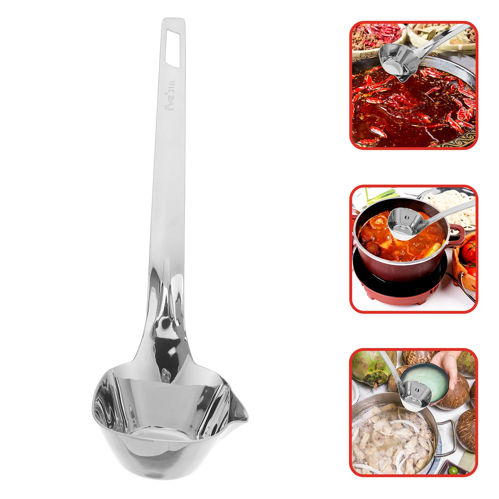 

Oil Separator Soup Ladle Fat Strainer Stainless Steel Spoon Skimmer Grease Hot Pot Cooking Tool Gravy Spoon Long Handle Ladle