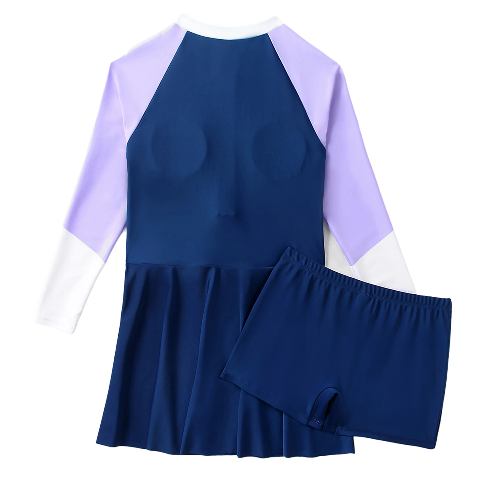 Costume da bagno rash guard per bambina, set da bagno modesto, abito da bagno a maniche lunghe con pantaloncini per la pratica del nuoto delle vacanze estive in spiaggia
