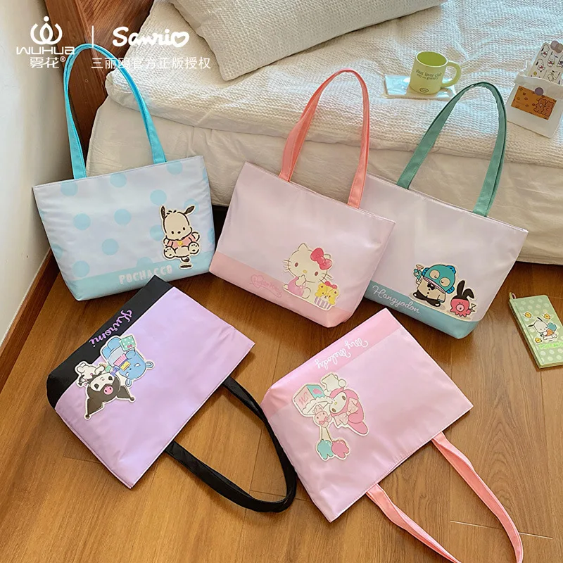 

Sanrio Kuromi Hello Kitty Tote Bag Kawaii Anime My Melody Pochacco Large Capacity Backpack Cartoon Cute Commuter Bag Kid Gift