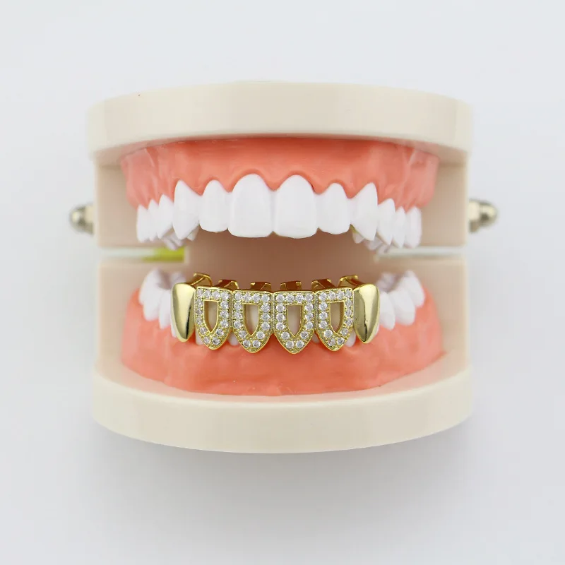 Dentes ocos Grillz Top & Bootom Dental Boca Caps Cosplay Festa Rapper Hip Hop Jóias TG078