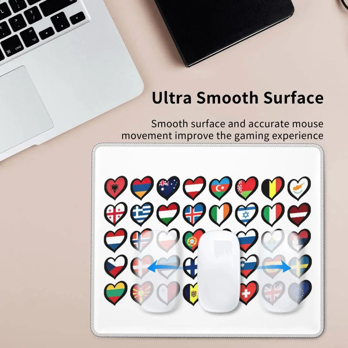 

Eurovision Song Contest Flags Hearts ESC Mouse Pad Computer Keyboard Mouse Mat Gaming PC Laptop Desk Mat Office Table Mats