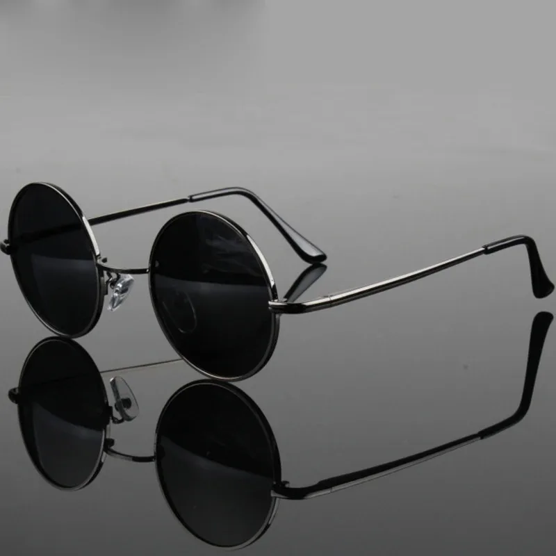 Retro Vintage Round Sunglasses Men Brand Designer Sun Glasses Women Alloy Metal Frame Black Lens Eyewear Driving UV400 image 2