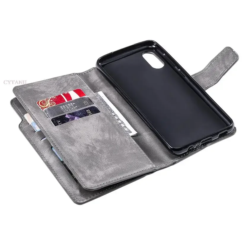 Leder Neun Karten Brieftasche Fall Für Samsung Galaxy S24 Ultra S23 FE S22 S20 S21 Plus S10 S9 S8 Plus Hinweis 20 Telefon Abdeckung – Detail 5