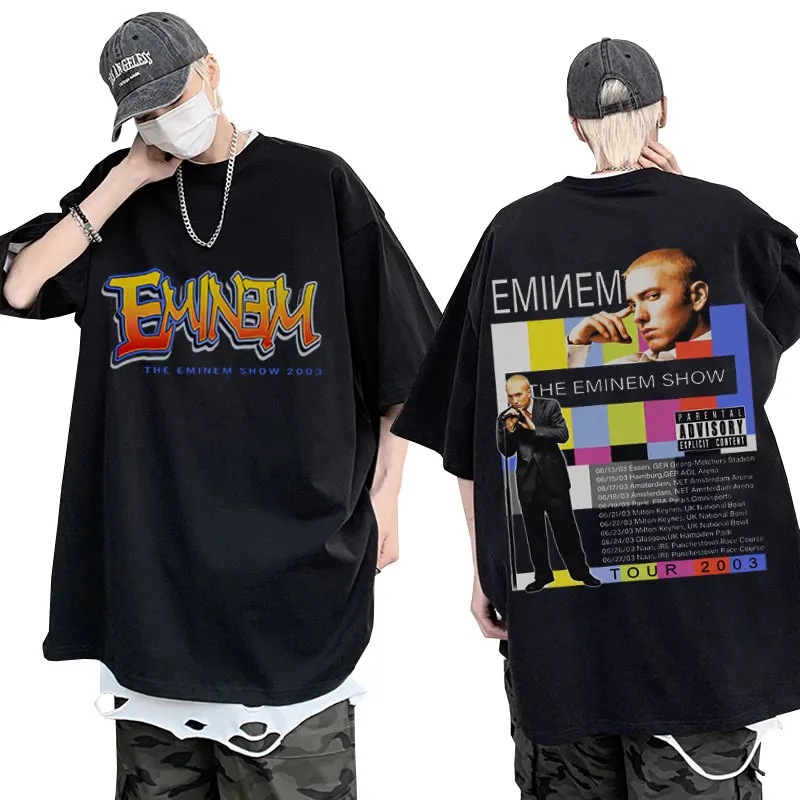 

Rapper Eminem T Shirt Men's Clothing Hip Hop Harajuku T-shirt Stylish Retro Gothic Short Sleeves Tees Male Oversized Streetwear