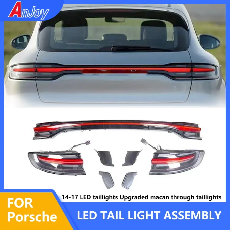 For Porsche Macan 2014-2017 LED Through Taillights Assembly Mid Tail Rear Turn Brake DRL Light Car Accessory Modified Old to New