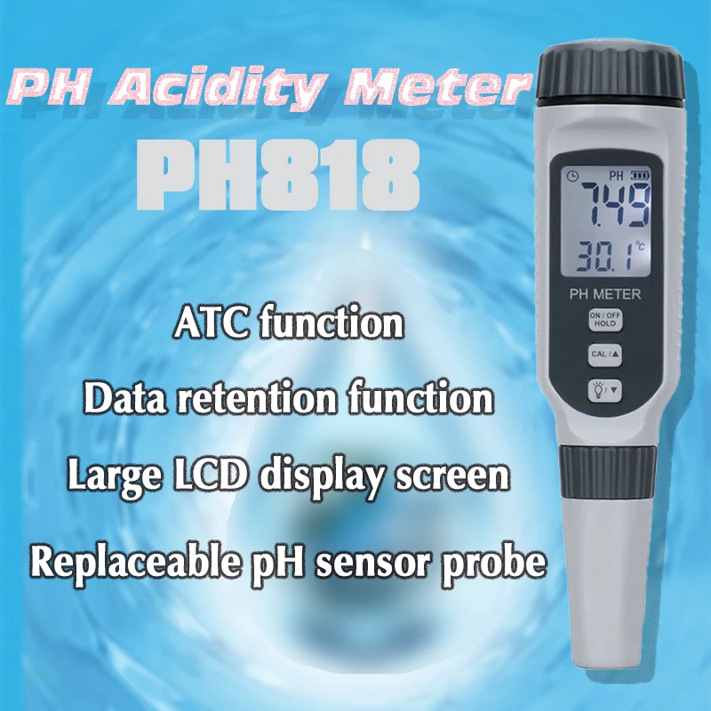 PH818 Professional  Water Quality Pen PH Acidity Meter Water Purity Tester Water Quality Meter Monitoring PH Water Purity Meter