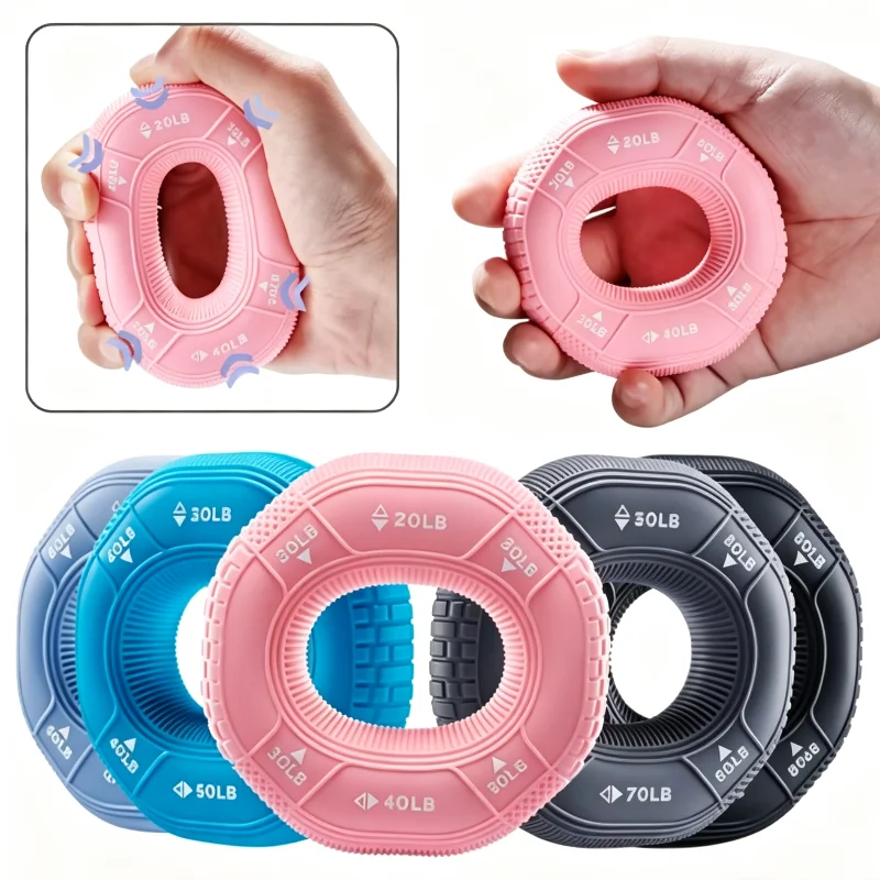 Hand Grip Ring Silicone Octagonal 3‑resistance Grip Strengthener Hand Forearm Trainer For Muscle Building Home Fitness Accessory
