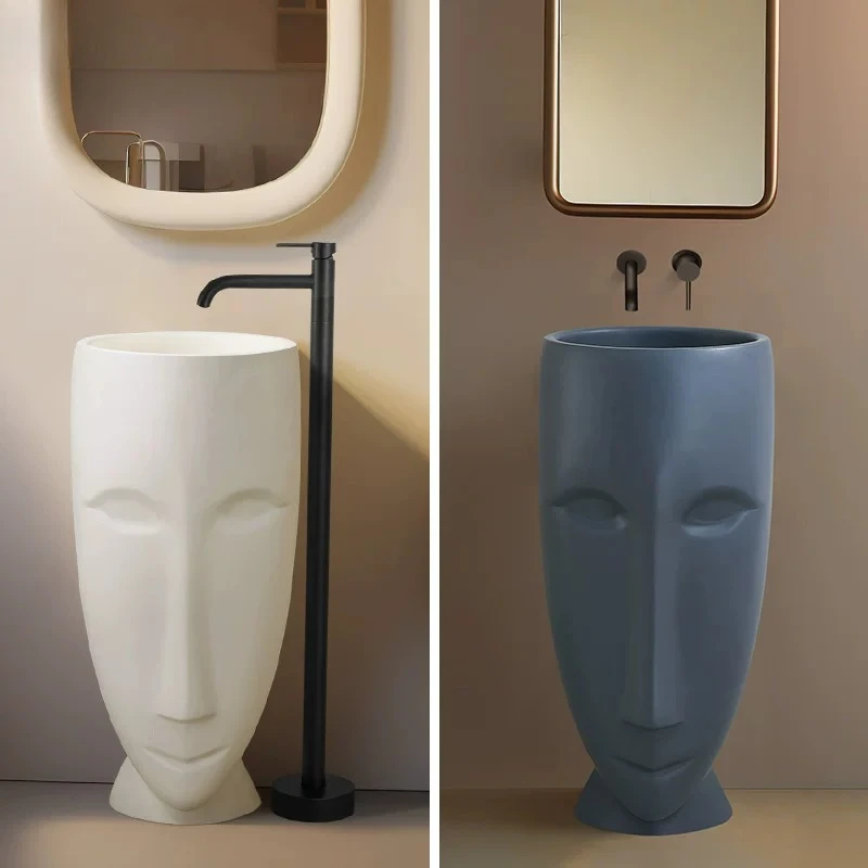 

High-end Personalized Face Shape Avatar Vertical Wash Basin Integrated Floor Art Creative Designer Outdoor Column Basin