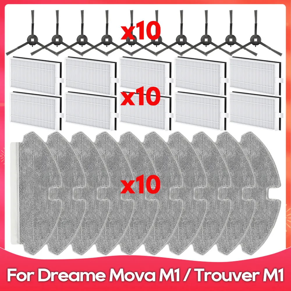 Compatible For ( Dreame Mova M1 / Trouver M1) Robot Vacuum Cleaner Side Brush Hepa Filter Mop Cloth Accessories Part