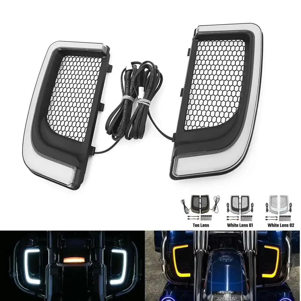 

Motorcycle LED Turn Signal Light Fairing Lower Grill Cover For Harley Street Electra Glide Road Glide FLHTK 14+ Moto Accessories