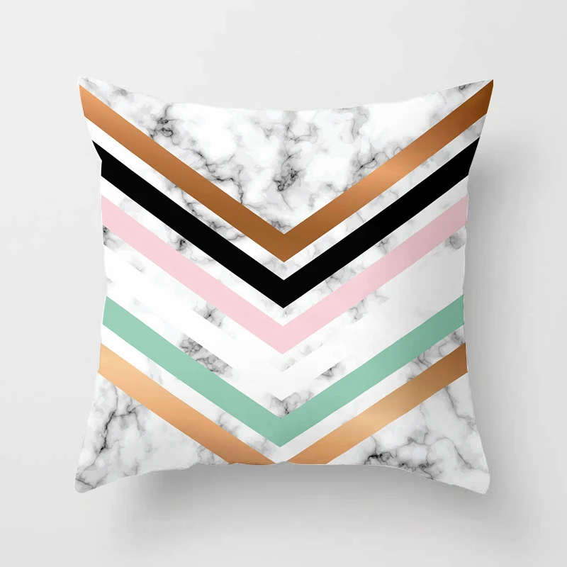 Home Decor Geometric Marble Print Sofa Cushion Decorative Pillowcase Polyester Square Throw Pillow funda de almohada