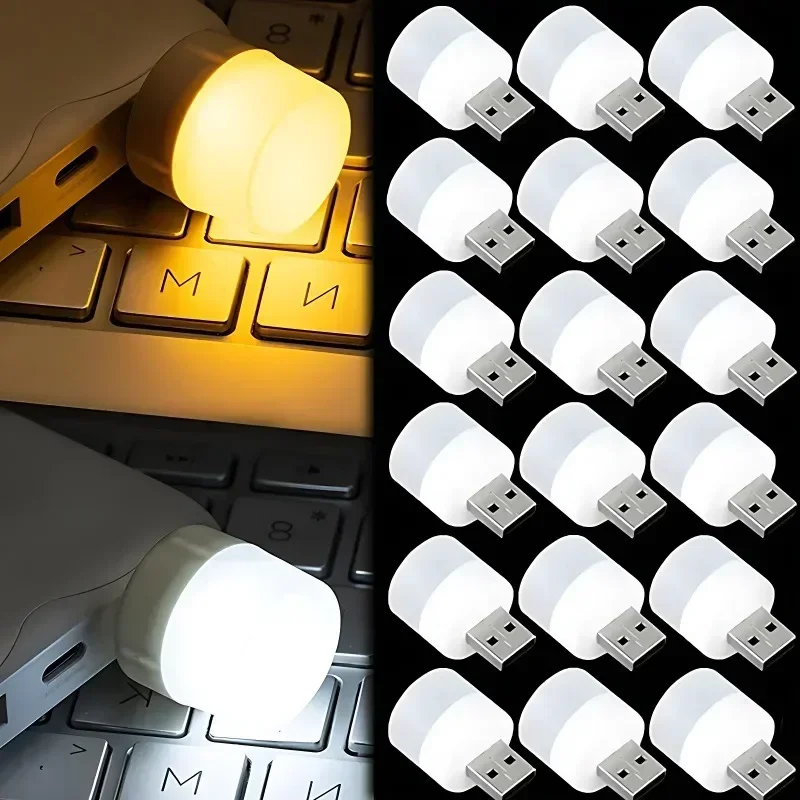 USB Night Light LED Mini Light Bulb USB Plug in Lamp Power Bank Charging USB Book Lights Home Office Eye Protection Lamps