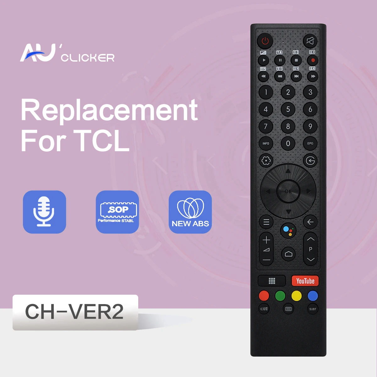 Voice Wireless TV Remote Control Replace for Changhong TVs GCBLTVC1GBBT-C2 GCBLTVC1GBBT GCBLTVC1GWBT-HITACHI-1 With Youtube