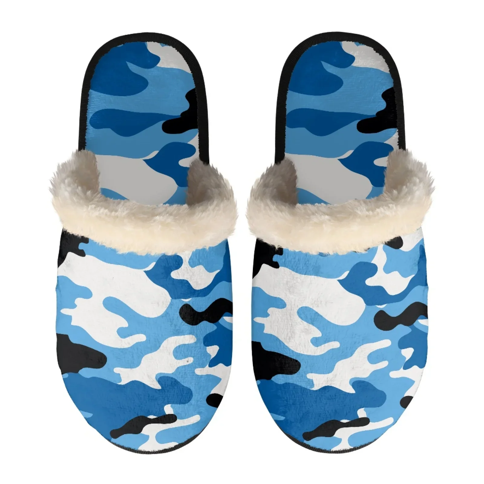 Men Women Household Indoor Casual Green Camouflage Plush Cotton Slippers Comfortable Keep Warm Flannel Non-Slip EVA Soft Sole