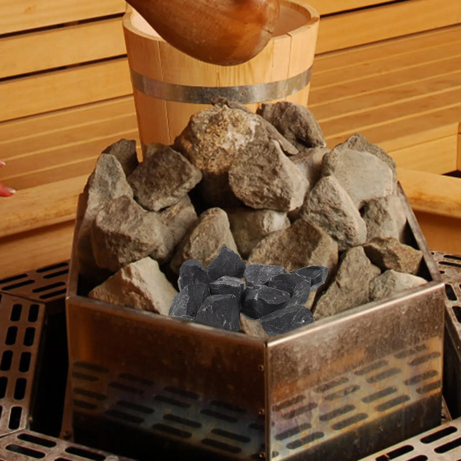 

10Pcs Sauna Heater Rocks Basalt Natural 2-2.5cm Heat Retaining Stones Thermal Shock Resistant for Dry Wet Sauna Steam Room