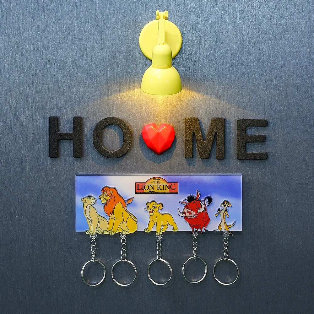 Il Re Leone Decorazioni per la casa Portachiavi da parete Prevenzione delle perdite Coppia Portachiavi Gancio Chiave Ciondolo Adesivi per frigorifero Cartone animato condiviso
