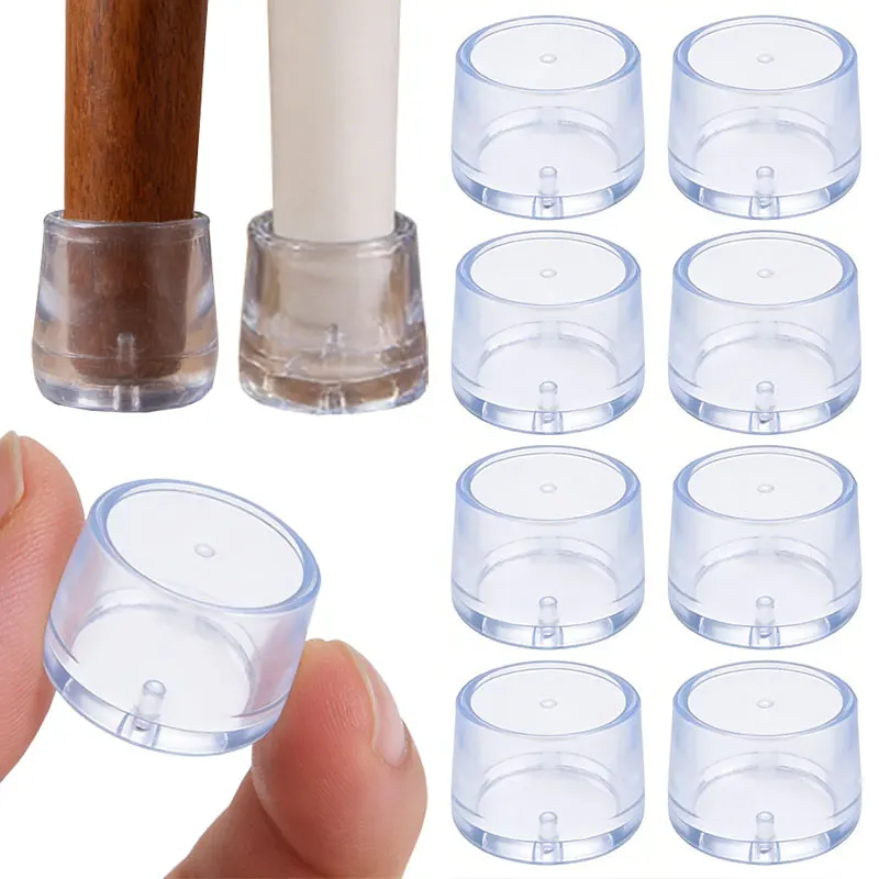 

4/24Pcs Chair Leg Cap Rubber Feet-Protector Pads Non-slip Transparent Table Covers Furniture Leveling Feet Decor