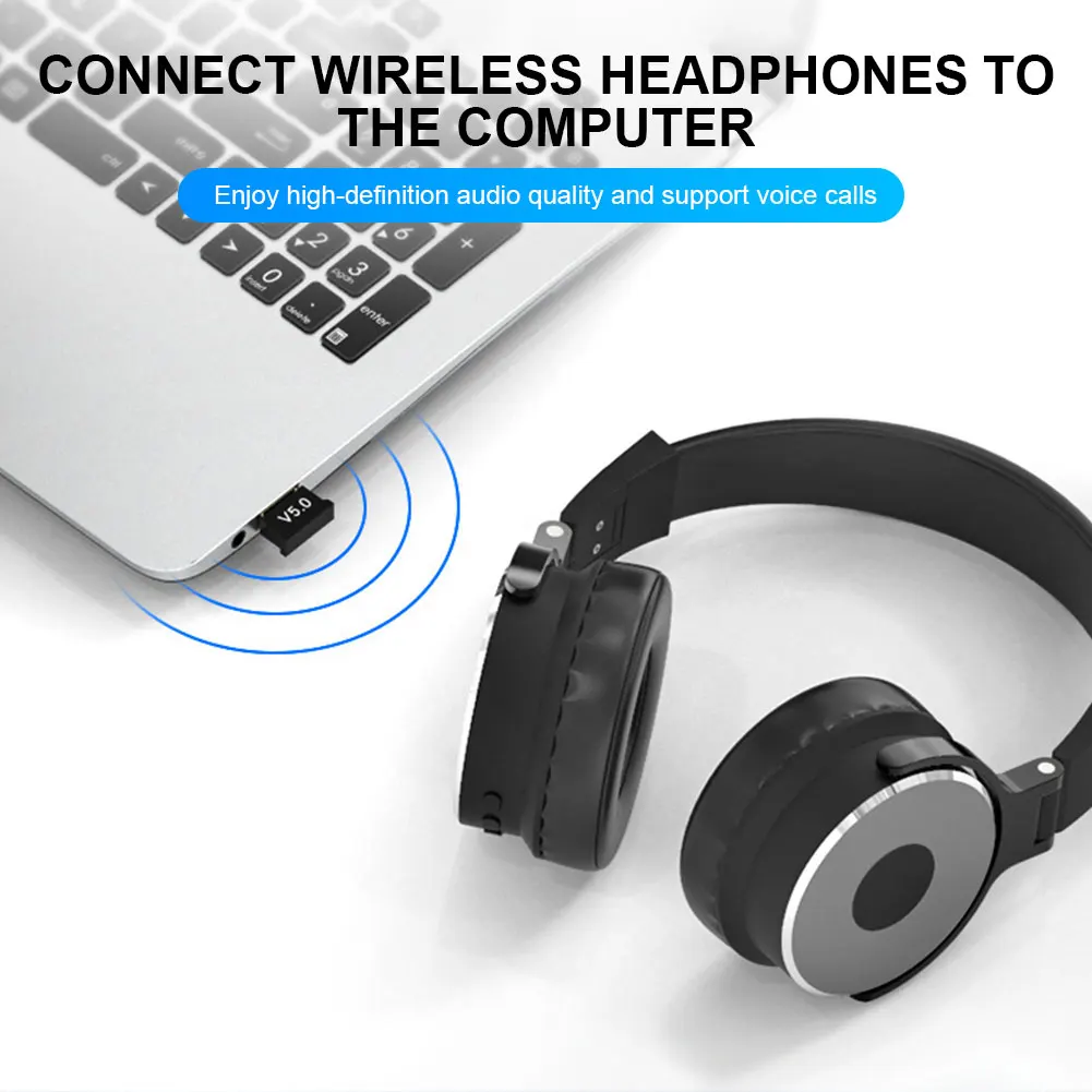 Wireless Audio Adapter Bluetooth-Compatible 5.0/5.1 Dongle 2.4G Audio Receiver Support Win7/8/8.1/10 for Computer Tablet Desktop