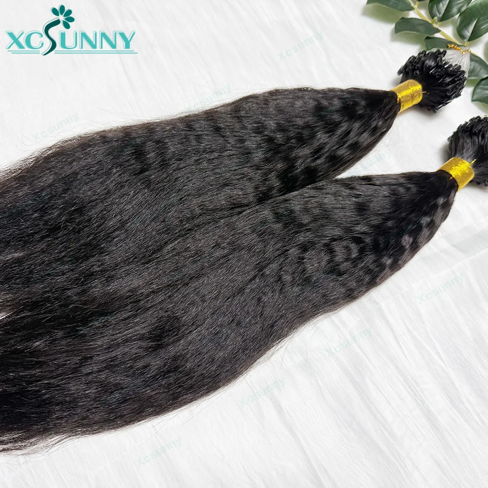 غريب مستقيم وصلات شعر ميكرولينك الشعر البشري للنساء السود Microloop ميكرورينج حلقة وصلات شعر غريب