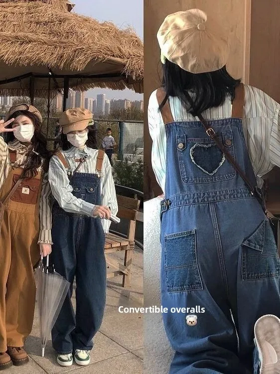 

Anti-Aging Ele plus Size Two-Sided Wear Heart Denim Overalls Women's Spring Autumn New Color Colion Jumpsuit for plus ...