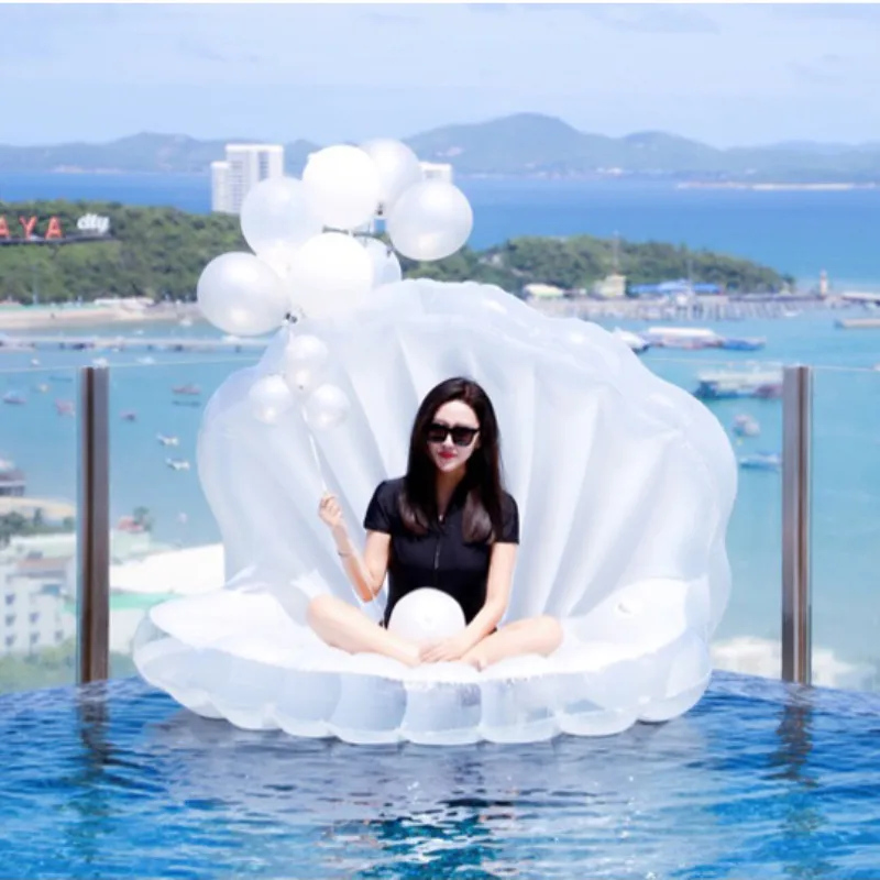 Aerated Pearl Clam Lounge Inflator Pool Buoyancy Mat Aquatic Recreation Float Photographic Stage Prop Water Leisure Pad