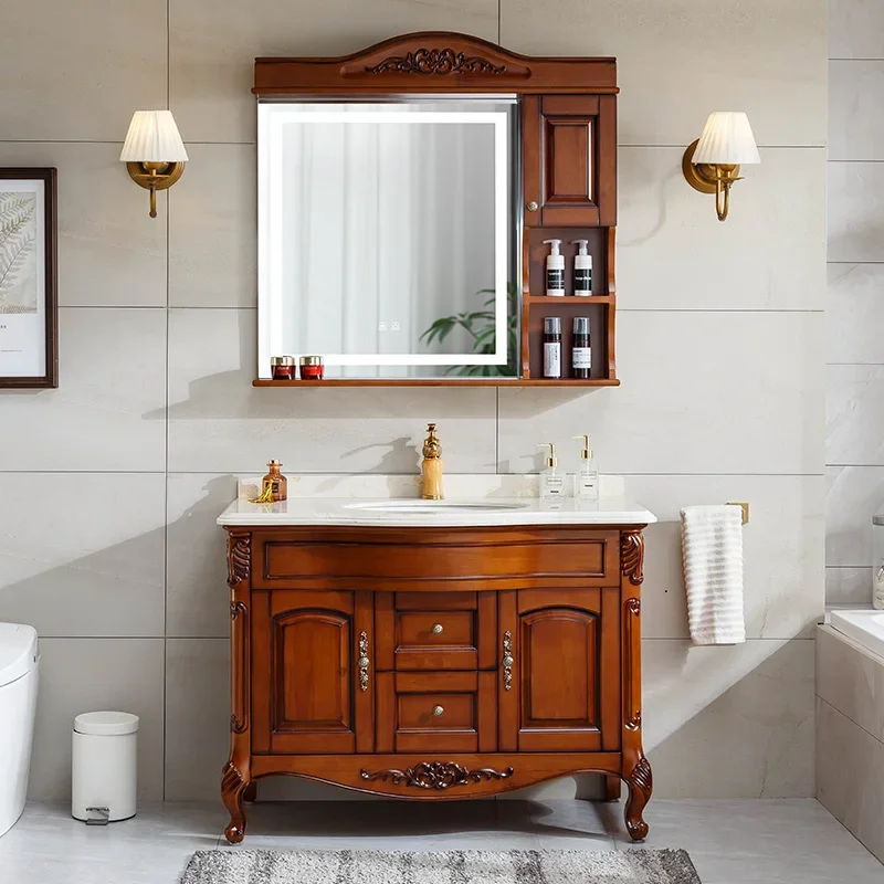 

Oak Solid Wood American Bathroom Cabinet Washstand Washbasin Cabinet Hygiene