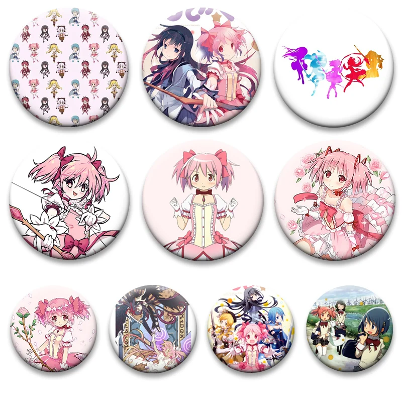 

Anime Puella Magi Madoka Magica Brooches Cute Cartoon Badge Kaname Madoka,Tomoe Mami,Akemi Homura,Miki Sayaka,Sakura Kyouko Pins